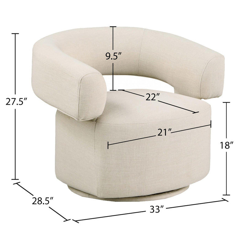 Meridian Niya Beige Linen Textured Fabric Swivel Accent Chair IMAGE 10