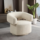 Meridian Niya Beige Linen Textured Fabric Swivel Accent Chair IMAGE 2