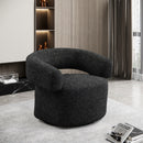 Meridian Niya Black Linen Textured Fabric Swivel Accent Chair IMAGE 2