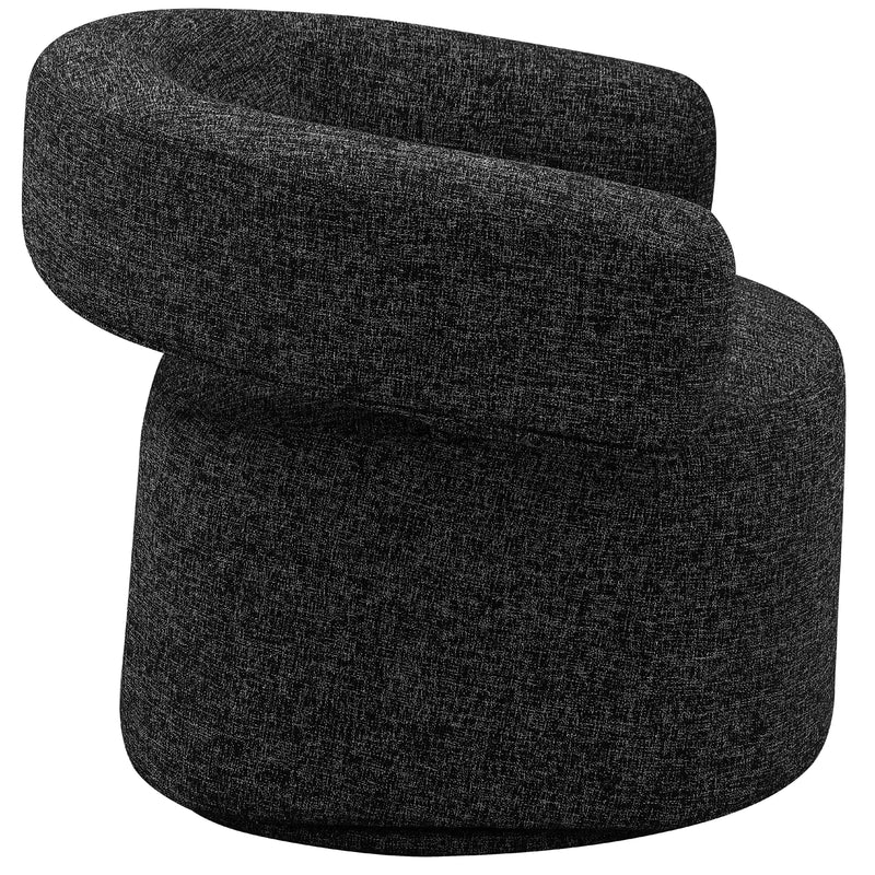 Meridian Niya Black Linen Textured Fabric Swivel Accent Chair IMAGE 4