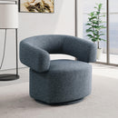 Meridian Niya Blue Linen Textured Fabric Swivel Accent Chair IMAGE 2