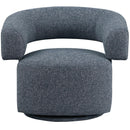 Meridian Niya Blue Linen Textured Fabric Swivel Accent Chair IMAGE 5