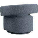 Meridian Niya Blue Linen Textured Fabric Swivel Accent Chair IMAGE 6