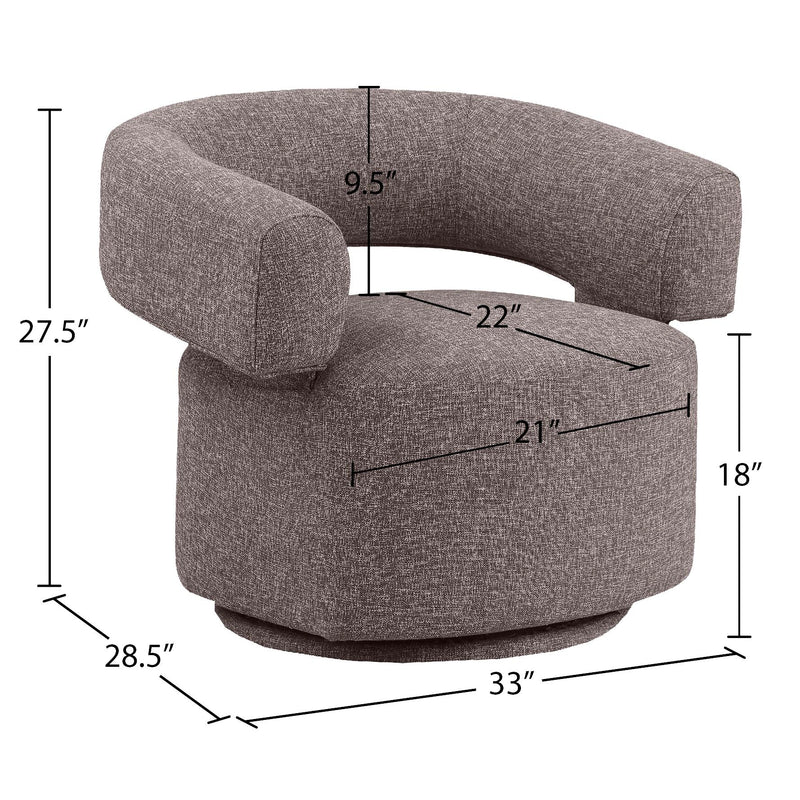 Meridian Niya Brown Linen Textured Fabric Swivel Accent Chair IMAGE 10