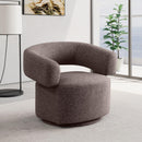Meridian Niya Brown Linen Textured Fabric Swivel Accent Chair IMAGE 2