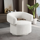Meridian Niya Cream Linen Textured Fabric Swivel Accent Chair IMAGE 2