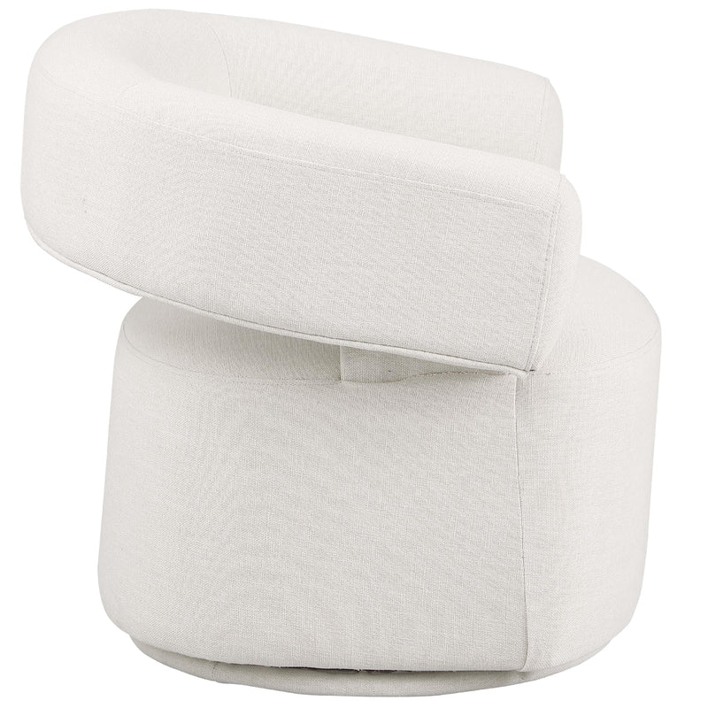 Meridian Niya Cream Linen Textured Fabric Swivel Accent Chair IMAGE 4