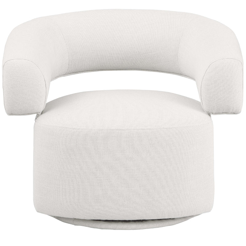Meridian Niya Cream Linen Textured Fabric Swivel Accent Chair IMAGE 5