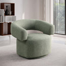 Meridian Niya Green Linen Textured Fabric Swivel Accent Chair IMAGE 2