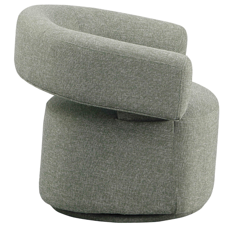 Meridian Niya Green Linen Textured Fabric Swivel Accent Chair IMAGE 4
