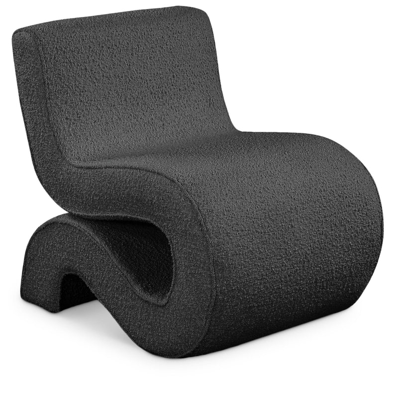 Meridian Desiree Black Boucle Fabric Accent Chair IMAGE 1