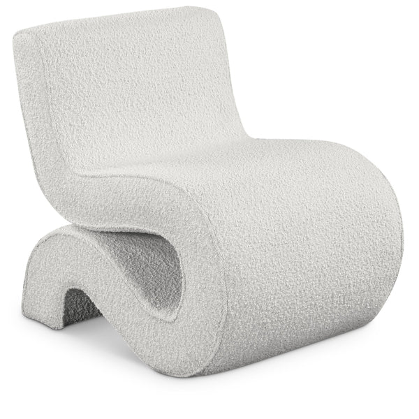 Meridian Desiree Cream Boucle Fabric Accent Chair IMAGE 1