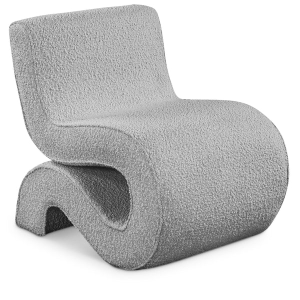 Meridian Desiree Grey Boucle Fabric Accent Chair IMAGE 1