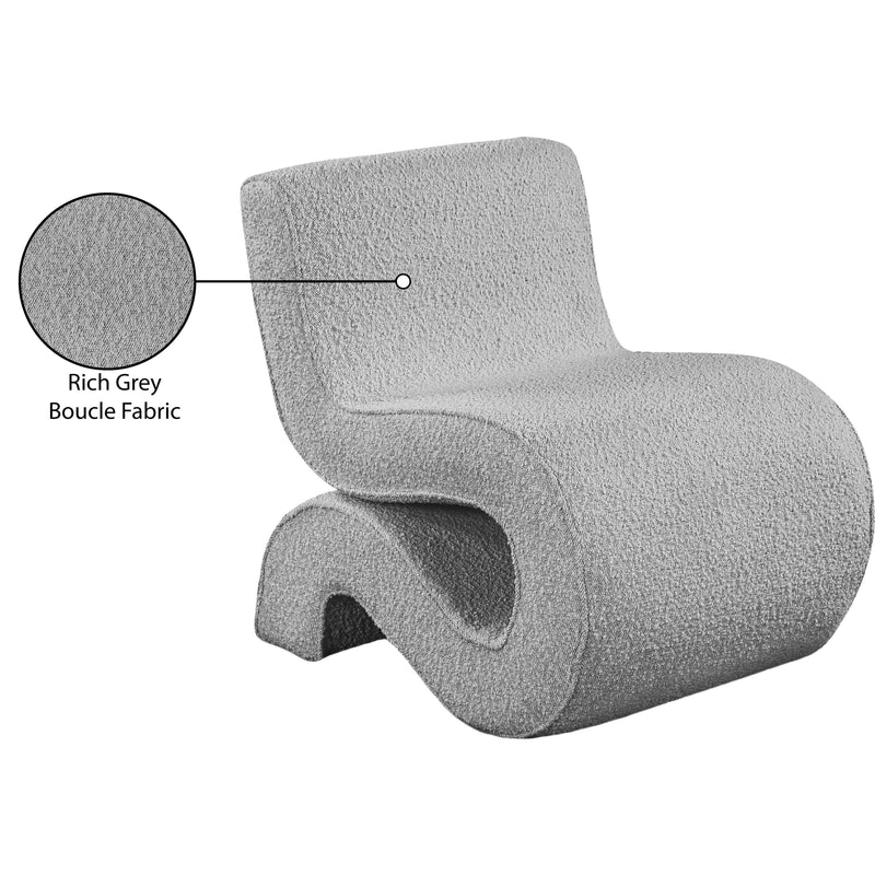 Meridian Desiree Grey Boucle Fabric Accent Chair IMAGE 9