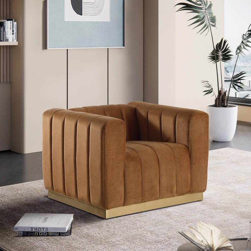 Meridian Marlon Saddle Velvet Chair IMAGE 2