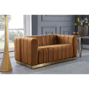 Meridian Marlon Saddle Velvet Loveseat IMAGE 2