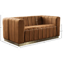 Meridian Marlon Saddle Velvet Loveseat IMAGE 9