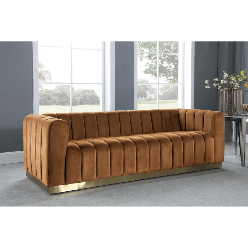 Meridian Marlon Saddle Velvet Sofa IMAGE 2