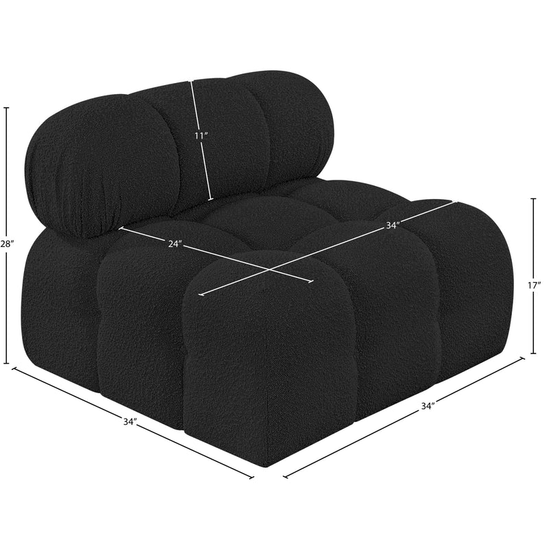 Meridian Ames Black Boucle Fabric Armless IMAGE 11
