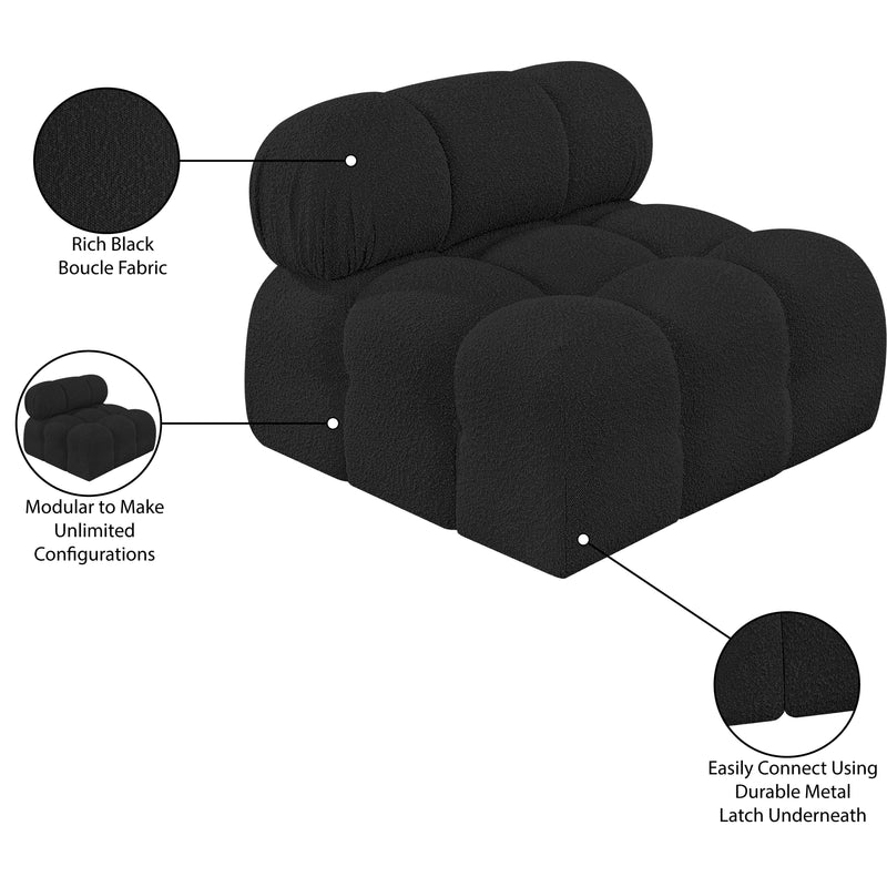 Meridian Ames Black Boucle Fabric Armless IMAGE 12