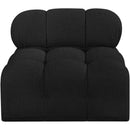 Meridian Ames Black Boucle Fabric Armless IMAGE 4