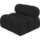 Meridian Ames Black Boucle Fabric Armless IMAGE 6