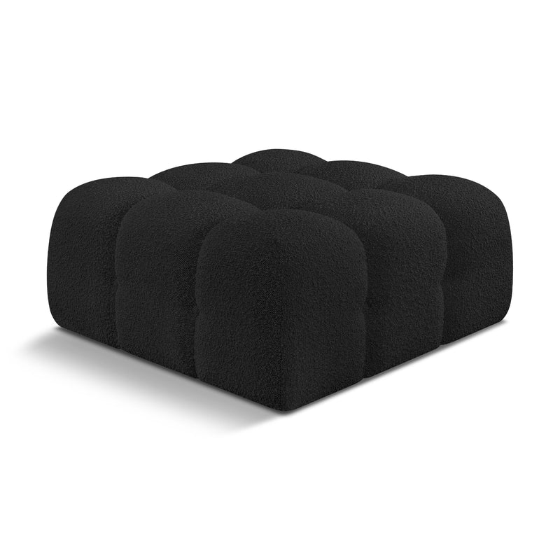 Meridian Ames Black Boucle Fabric Ottoman IMAGE 1