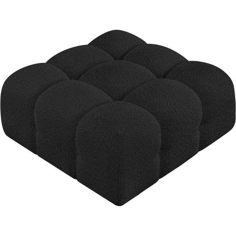 Meridian Ames Black Boucle Fabric Ottoman IMAGE 5
