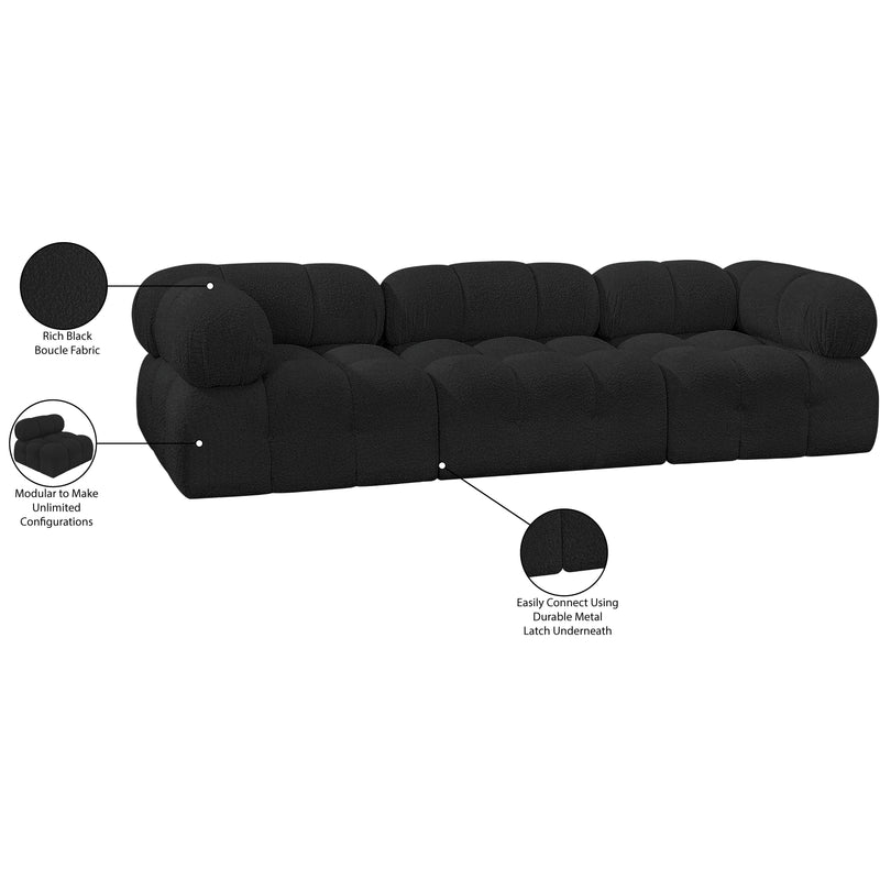 Meridian Ames Black Boucle Fabric Modular Sofa IMAGE 12