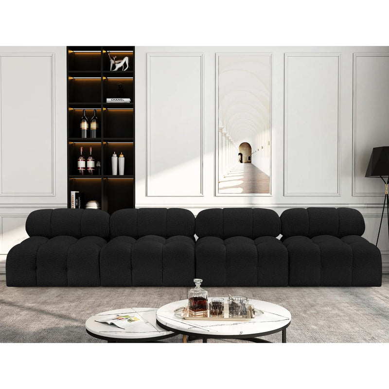Meridian Ames Black Boucle Fabric Modular Sofa IMAGE 2