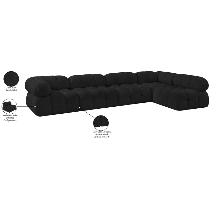 Meridian Ames Black Boucle Fabric Modular Sectional IMAGE 14