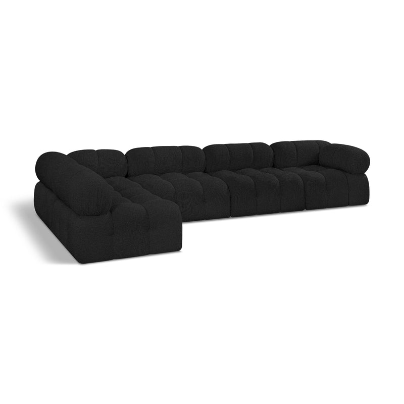 Meridian Ames Black Boucle Fabric Modular Sectional IMAGE 1