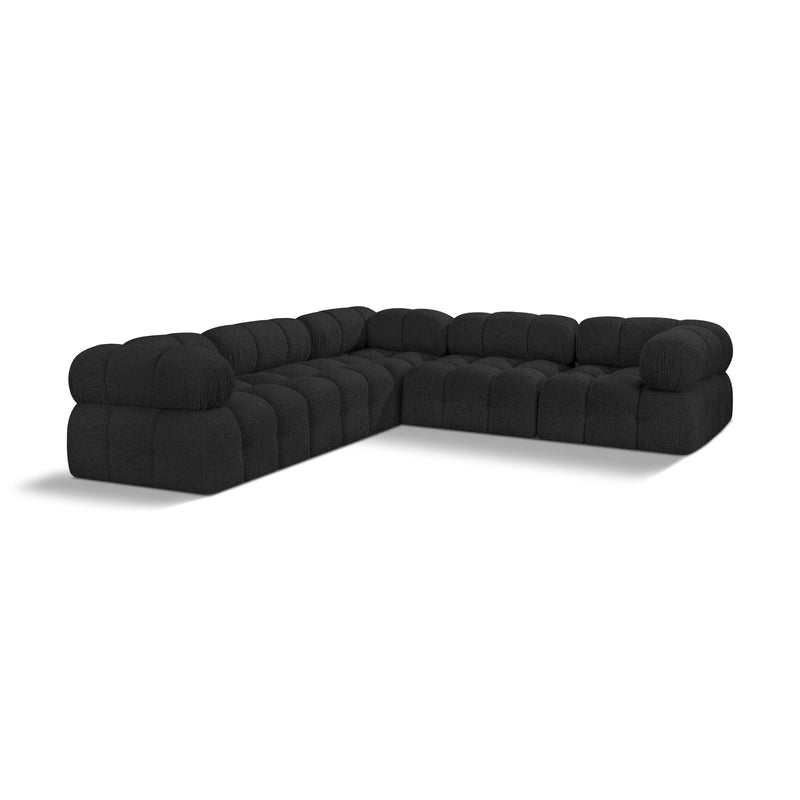 Meridian Ames Black Boucle Fabric Modular Sectional IMAGE 1
