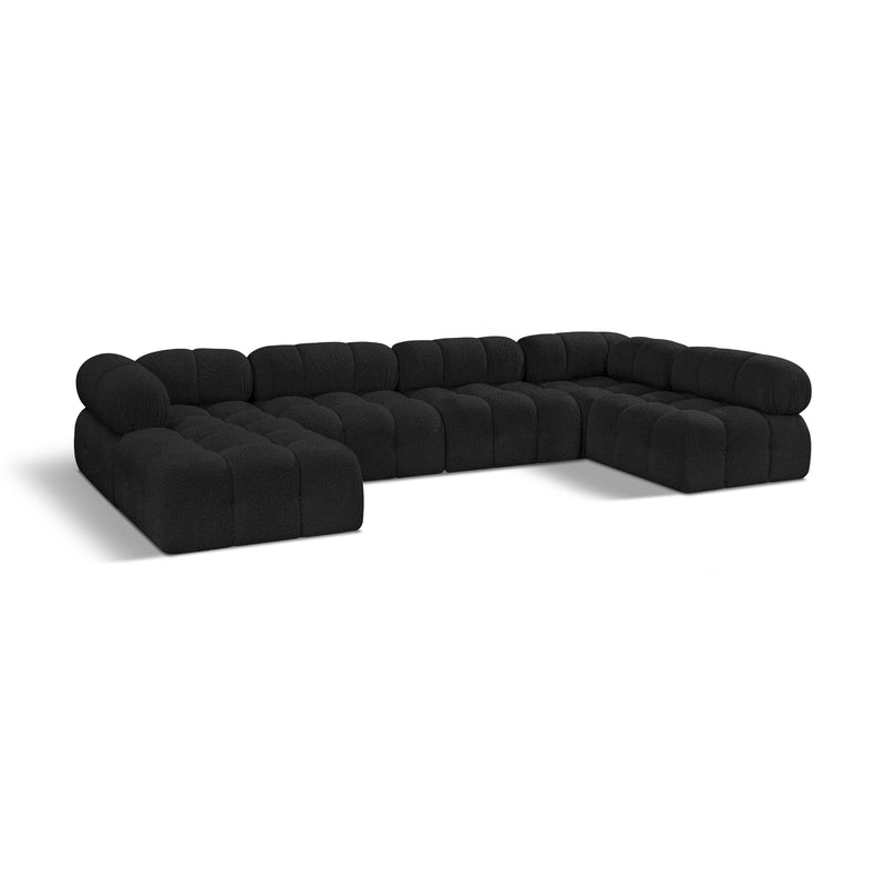 Meridian Ames Black Boucle Fabric Modular Sectional IMAGE 1