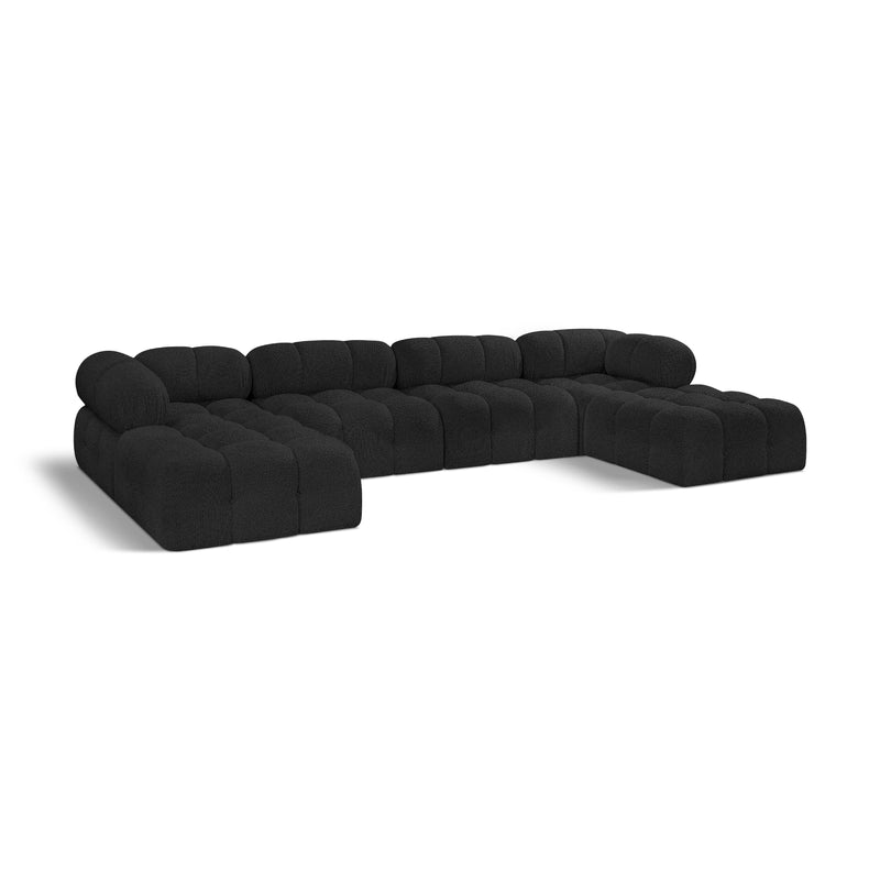 Meridian Ames Black Boucle Fabric Modular Sectional IMAGE 1