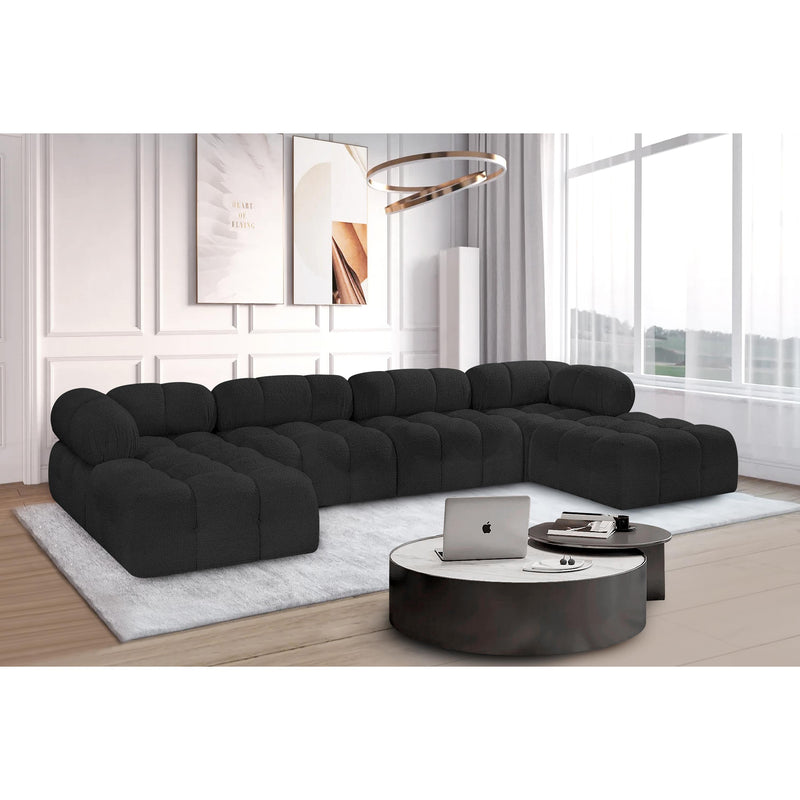 Meridian Ames Black Boucle Fabric Modular Sectional IMAGE 2