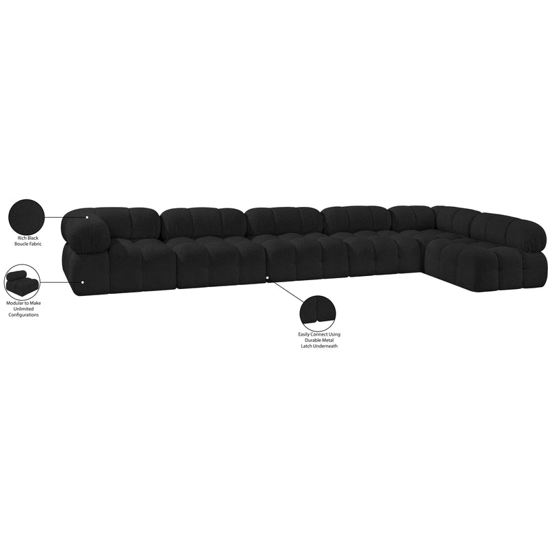 Meridian Ames Black Boucle Fabric Modular Sectional IMAGE 14