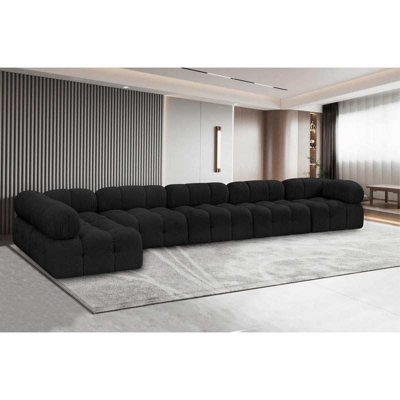 Meridian Ames Black Boucle Fabric Modular Sectional IMAGE 2