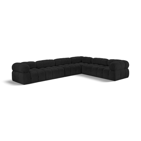 Meridian Ames Black Boucle Fabric Modular Sectional IMAGE 1