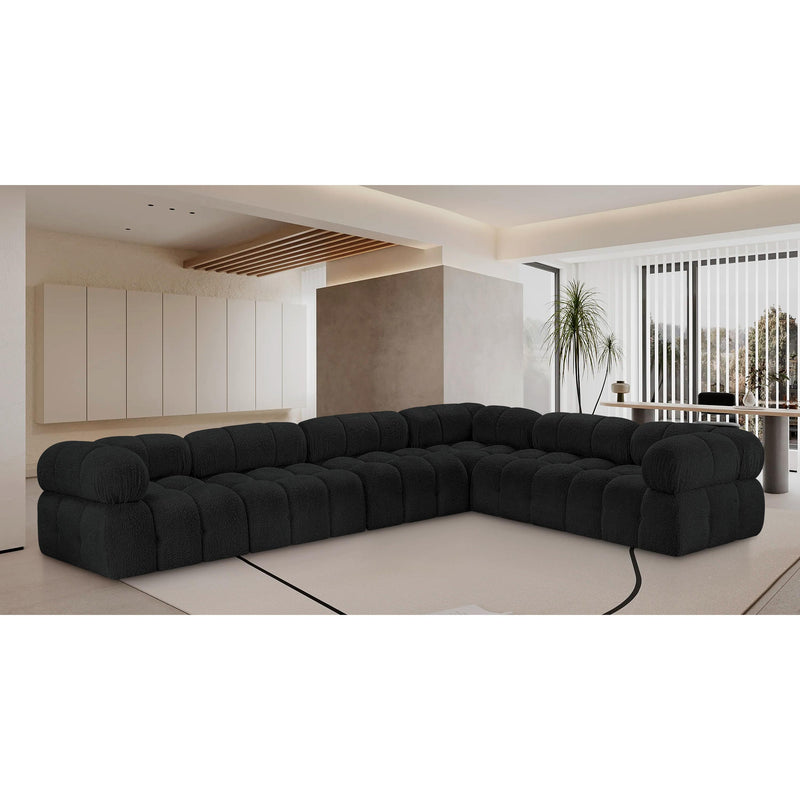 Meridian Ames Black Boucle Fabric Modular Sectional IMAGE 2