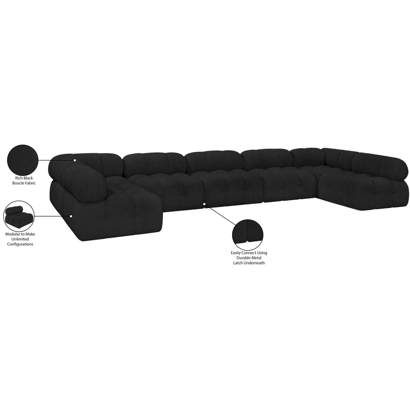 Meridian Ames Black Boucle Fabric Modular Sectional IMAGE 16