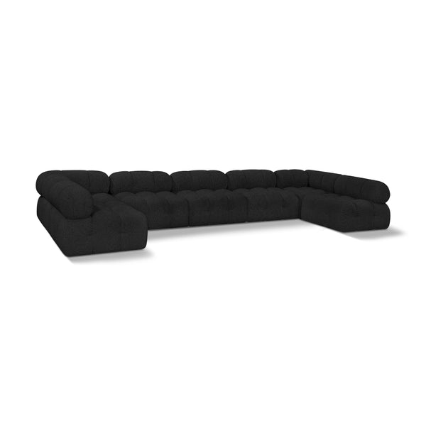 Meridian Ames Black Boucle Fabric Modular Sectional IMAGE 1