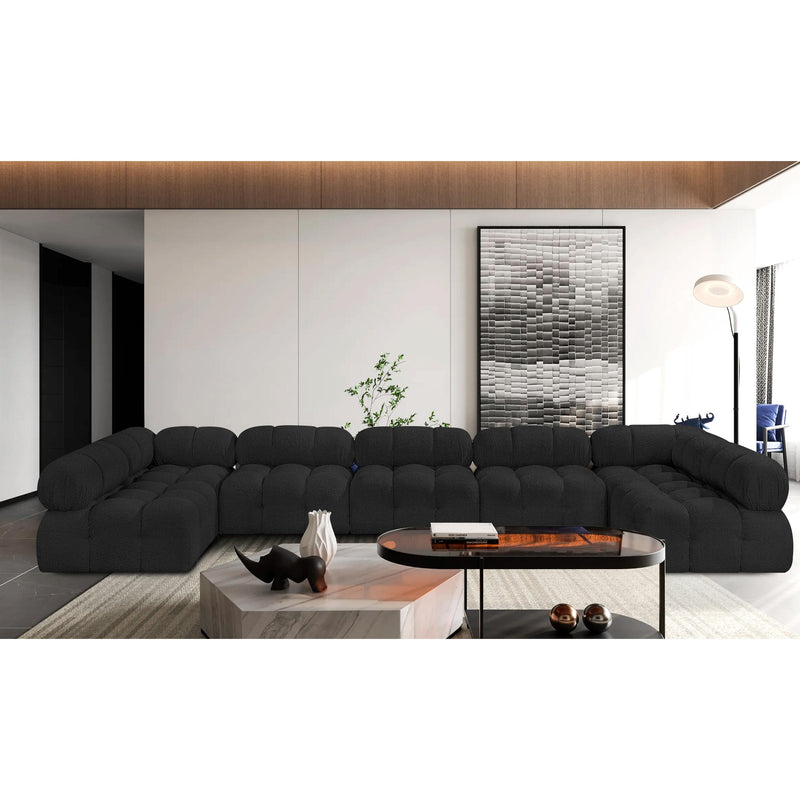 Meridian Ames Black Boucle Fabric Modular Sectional IMAGE 2