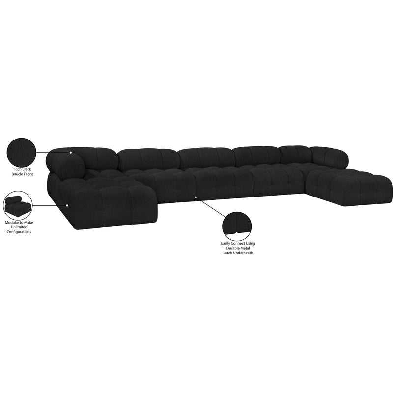 Meridian Ames Black Boucle Fabric Modular Sectional IMAGE 13