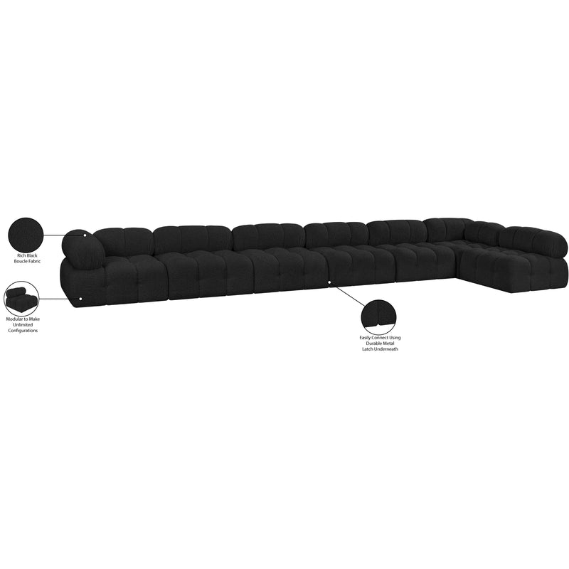Meridian Ames Black Boucle Fabric Modular Sectional IMAGE 16