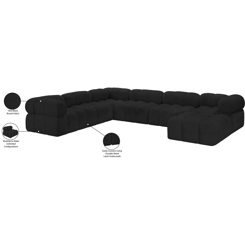 Meridian Ames Black Boucle Fabric Modular Sectional IMAGE 18