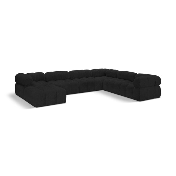 Meridian Ames Black Boucle Fabric Modular Sectional IMAGE 1