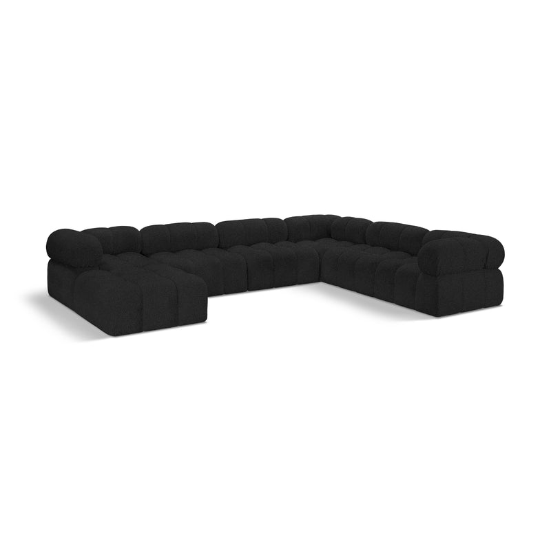 Meridian Ames Black Boucle Fabric Modular Sectional IMAGE 1