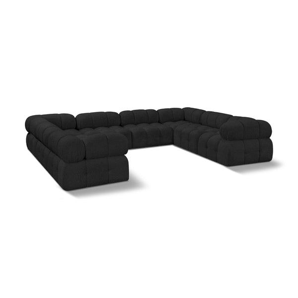 Meridian Ames Black Boucle Fabric Modular Sectional IMAGE 1