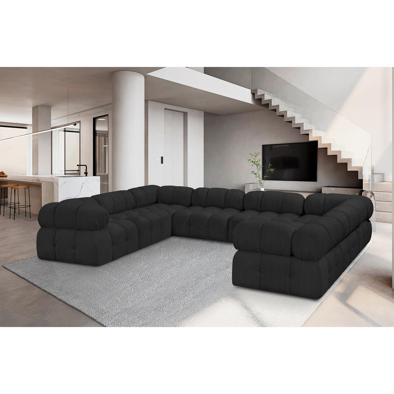 Meridian Ames Black Boucle Fabric Modular Sectional IMAGE 2
